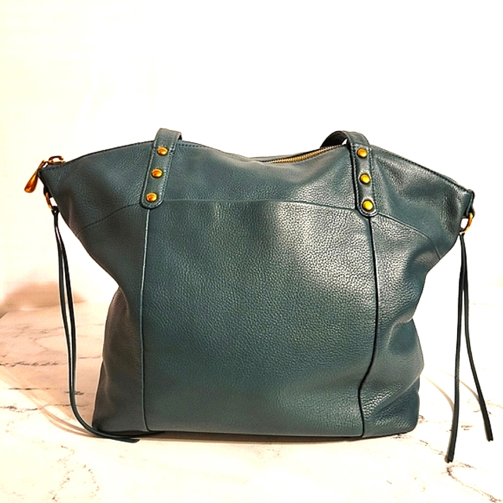 HOBO 'Dustin' Vintage Hunter Green Pebbled Leather Shoulder Bag Tote